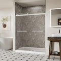56-60" W x 74" H Frameless Shower Door, Double Sliding Shower Door with 5/16" (8mm) Clear SGCC Tempered Glass, Brushed Nickel Finish Shower Doors, Reversible Installation