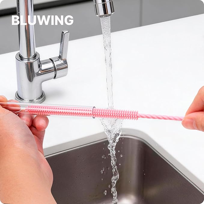 Silicone Straw Cleaner Brush, 2Pcs Reusable Straw Cleaning Brush for Cleaning Stanley and Yeti Metal Glass Tritan Straws
