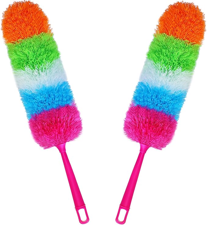 2 Pack Microfiber Hand Dusters,Reusable, Bendable and Washable, Feather Duster