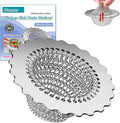 Kitchen Sink Drain Strainer, Patented 304 Stainless Steel Reversible Mesh Strainer with Flexible Chain, Handcrafted Anti-Clog Garbage Disposal Tool, Easy to Clean - 1 Pack