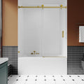 3/8" (10mm) Sliding Glass Shower Door for Bathtub, 56-60" W x 66" H Frameless Bathroom Door with Easy-Cleaning Coating,Satin Brass