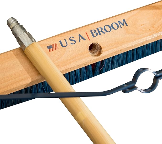 36" Heavy Duty Outdoor Push Broom with 60" Handle. Ideal for Asphalt, Concrete & Heavy Debris. Durable American Made Steel Brackets-Stainless Steel Hardware. No Plastic. 100% USA Made
