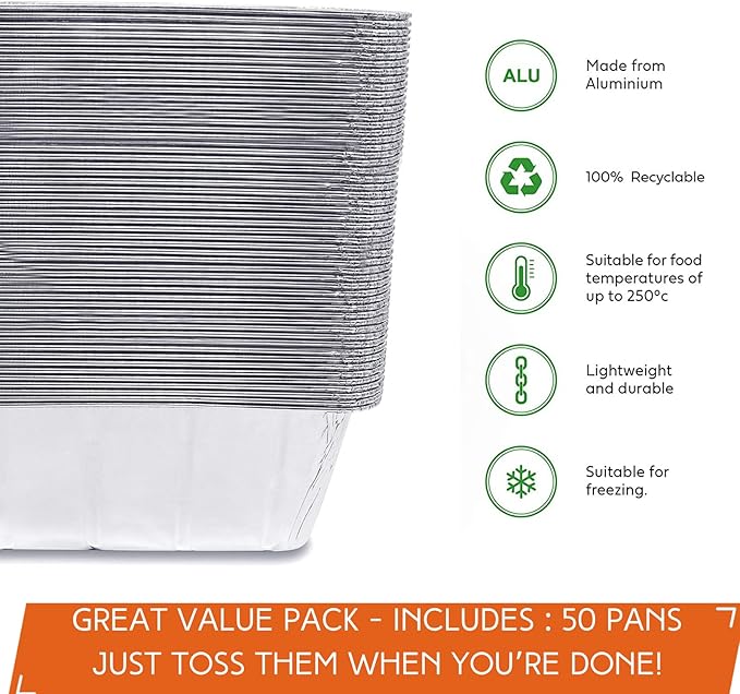 50-Pack Drip Pans Liners for Blackstone Griddle Accessories, Aluminum Foil Pan Disposable for 17" 22" 28" 36" Blackstone Griddle Drip Tray Holder Grill Rear Grease Catcher Cup