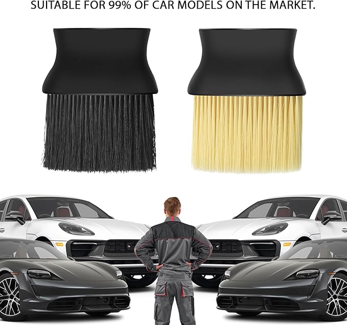 Automotive Interior Dusting Brush, Car Interior Cleaning Brush, Car Detailing Brush, Ultra-Soft Bristles Duster Brush for Car Interior, Dashboard, Leather, Baseball Umpire Gear Brush (Black)