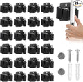 24 Pack Broom and Mop Holder Wall Mount, Hanging Clamp Clip Hanger Utility Rack, Heavy Duty Stainless Steel Adjustable Clamp Organizer with Screws for Garage, Home, Garden Tools, Black