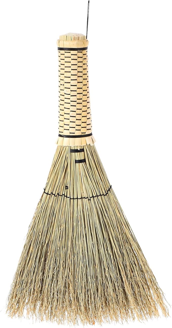 Luxshiny Mini Straw Hand Broom 26cm Woven Straw Desk Dust Brush for Home Cleaning, Small Corn Broom Suitable for Bedroom Sofa Carpet Sweeping