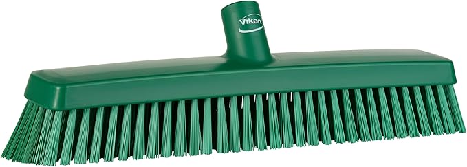 Vikan 31752 16" Heavy-Duty Push Broom, Soft/Stiff, Green