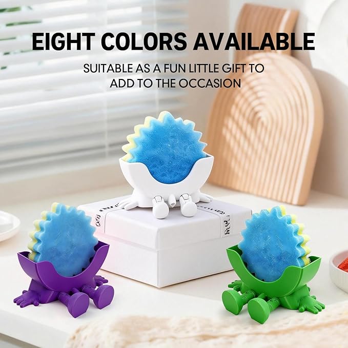 Cute Hanging Sponge Holder with Drainage, Peeing Scrub Sponge Holder, Ponge Holder for Kitchen Sink, Funny Sponge Stand for Kitchen Sink, 3D Printing Countertop Sponge Holders (Black)