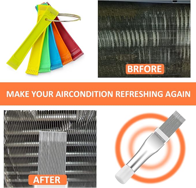 Cenipar Air Conditioner Condenser Fin Comb Set 2PCS Include FCR6 Fin Comb and Metal Radiator Fin Comb Compatible with Air Conditioner HVAC Fin Comb Straightener ﻿