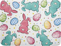 Easter Dish Drying Mat for Kitchen Counter Colorful Bunny Holiday Microfiber Absorbent Dish Draining Reusable Washable Foldable Extra Large 18"x24"