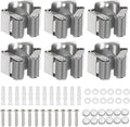 PATIKIL Broom and Mop Holder, 6 Pack Wall Mounted Stainless Steel Mop Hanger Heavy Garden Tool Organizer Rack Hanging Clips with Screws for Home Garage, Grey