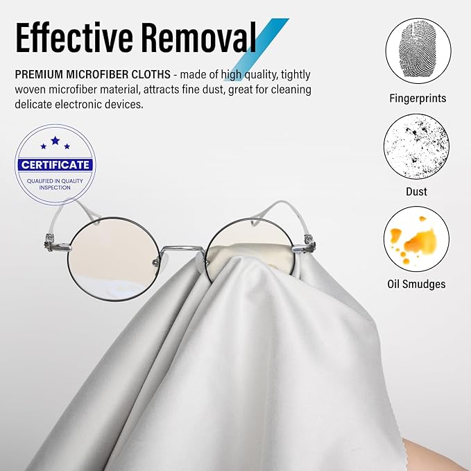 2 Park 16''x16'' Extra Large Oversized Microfiber Cleaning Cloth 40×40cm for Eyeglasses, Jewelry, Electronics Screens, Washable, Camera Lens (Gray 2 Piece)