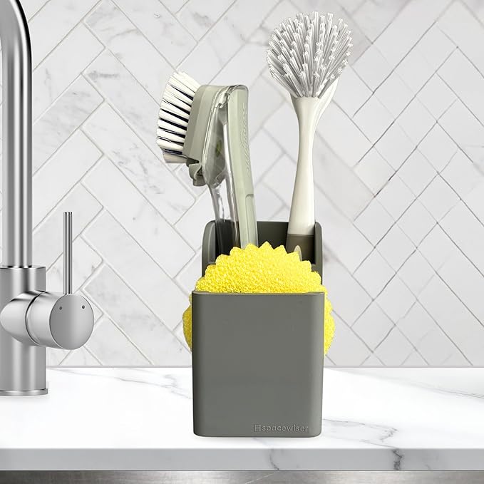 TidyNook Silicone Sink Caddy - Sponge Holder for Kitchen Sink, Dish Brush Holder, Fits Scrub Daddy Sponges, Scrub Mommy, and all Dish Sponges, Compact Kitchen Sinks Organizer Caddy, No Rust