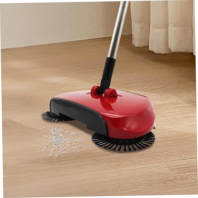 Carpet Sweeper 360° Rotation Manual Floor Sweeper with PET Broom Brush Robust Lightweight Hand for Home Office Low Carpets Rugs Undercoat Carpets, Red