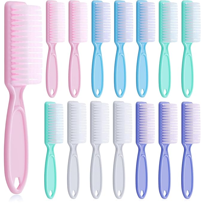 Patelai 15 Pieces Nail Brush Handle Grip for Cleaning Fingernails Toes Scrub Manicure Pedicure(Macaron Colors)