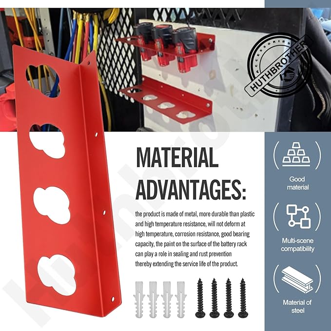 2-Pack Battery Holder W/Screws for Milwaukee M12, 12V Battery Holder, Wall Mount for 12V Batteries