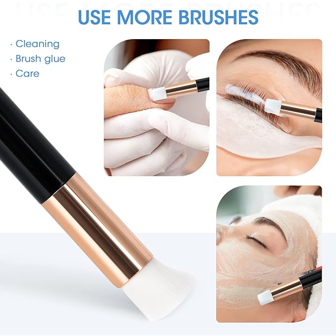Lash Fan Eyelash Extension Supplies with USB Mini Portable Fans 3 Lash Shampoo Brush 50 Eyelash Mascara Brushes 1 Plastic Wash Bottle for Lash Extension（Black）
