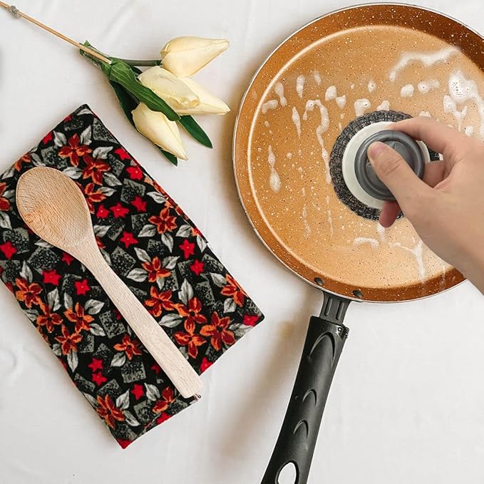 2Pcs Stainless Steel Scrubber Dish Scrub Brush with Handle ，Multipurpose Kitchen Cast Iron Scrubber for Pots, Grills, Ovens & Other Tough Cleaning Jobs (Metal Steel Style)