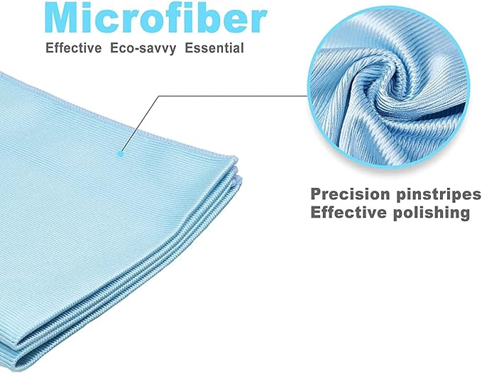 Window Cleaning Cloth, Glass Cleaning Cloth, Streaks Schatches Free. (Blue 4 Pack)