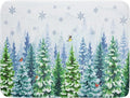 Winter Forest Dish Drying Mats - Snowflake Birds Dish Drainer Mat 18x24 Welcome Christmas Dish Draining Mat Watercolor Wildlife Tree Drying Pad for Kitchen Counter Sink