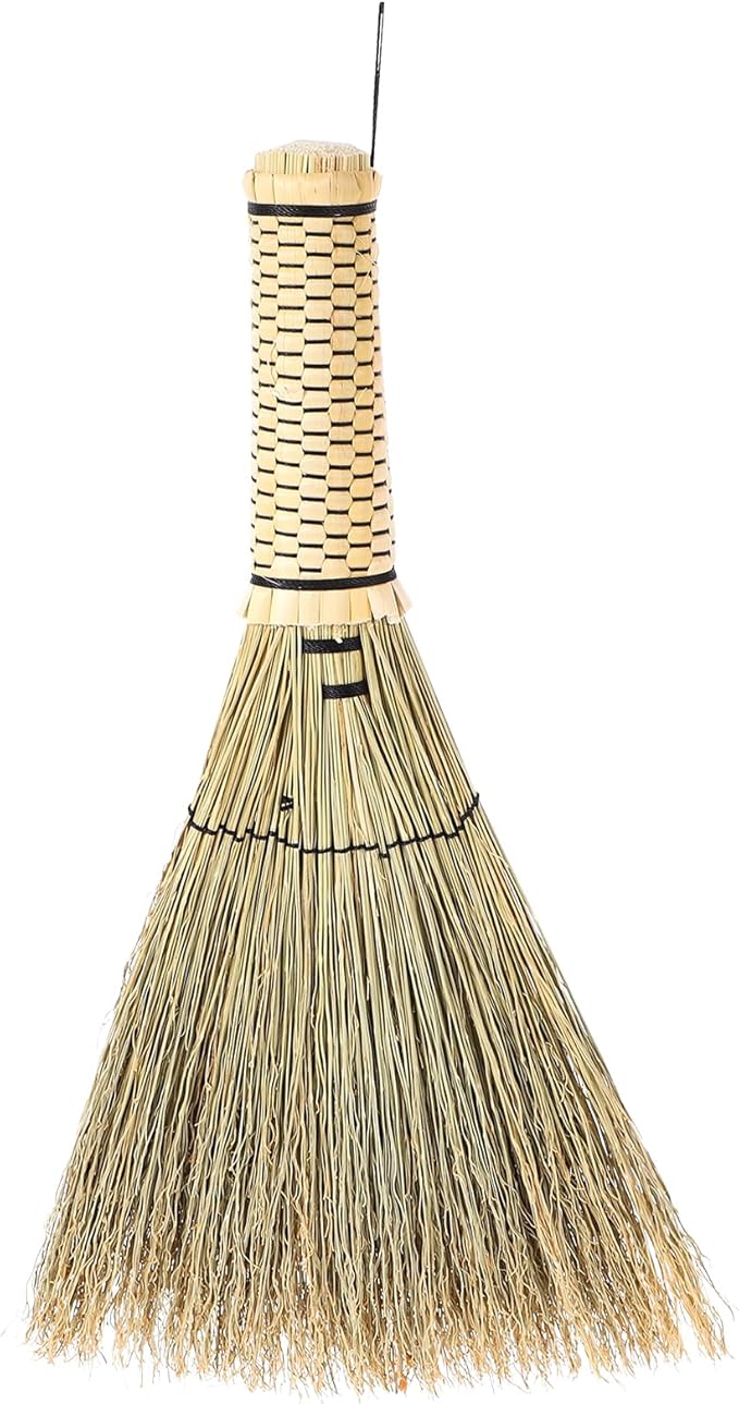 Kichvoe Mini Corn Whisk Broom Small Handheld Sweeping Brush Short Handle for Bed Sofa Carpet Cleaning Multi-Surface Use
