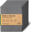 Original Swedish Dishcloth – Made in Sweden, 10 Cloths, Reusable & Biodegradable Cellulose Sponge for Kitchen, Suitable for All Surfaces, Odour Resistant Eco Cleaning – Gray