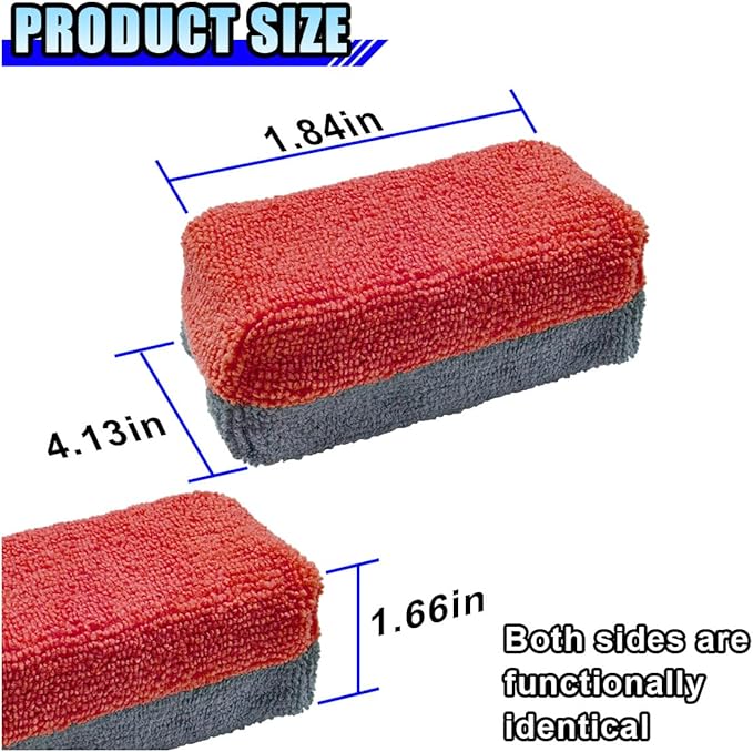 12PCS Ceramic Coating Applicator Sponge, 4.13'' x 1.84'' Microfiber Car Detailing Applicator Pads, Rectangular Car Foam Cleaning Pad, Auto Polishing Pad for Wax, Paint, Sealant (Red)