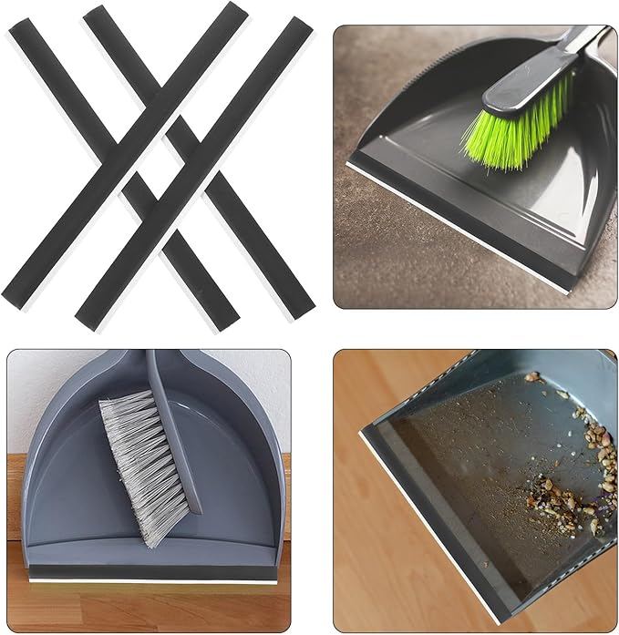 4pcs Rubber Dustpan Edge Strips Replacement Lips Soft Lip Sealing Strips 28cm for Universal Dustpan Repair Cleaning Tools Household Use