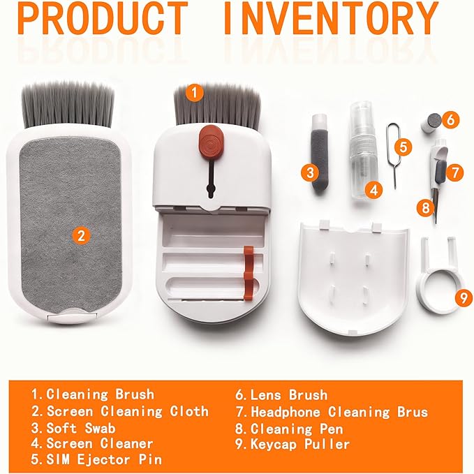 Keyboard Cleaning Kit, Screen Cleaning Brush Tool, Multi-Function PC for Mechanical Keyboard, Laptop, Computer Monitor, Phone Screen,Earbuds and Charging Case
