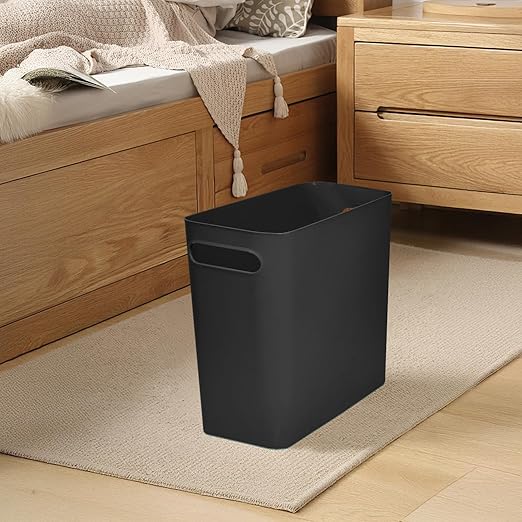 Platic Trash Can - Small Waste basketbin - 1.8 Gallon- for Office,Home,Bathroom,Kitchen - Black