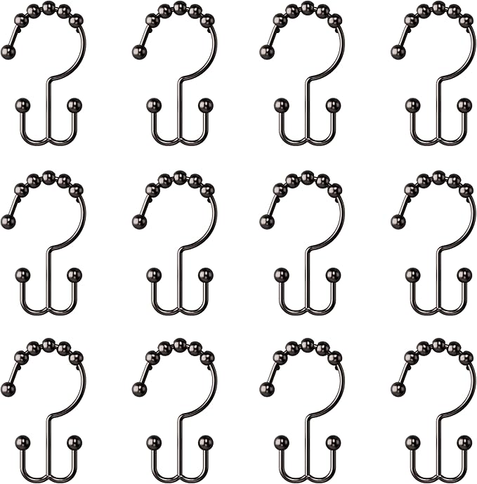 Zenna Home Metal Double Glide Shower Rings, Oil Rubbed Bronze – Set of 12 Heavy Duty, Rust-Resistant Shower Rings with Smooth Glide for Shower Curtains and Liners