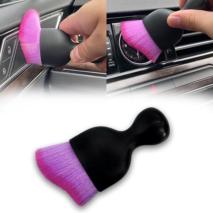 Car Interior Detailing Brush, Ultra Soft Non-Scratch Dust Brush, Car Interior Cleaning Tool for Cleaning Panels, Air Vent, Leather (Purple)