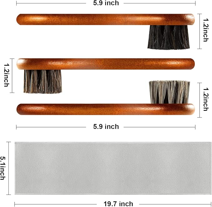 4-Piece Horse Hair Shoe Brush Shine Kit, Shoe Polish Brush, Leather Shoes Boot Cleaning Brushes Care Clean Dauber Applicator