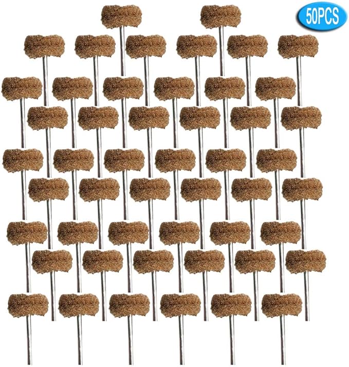 Abrasive Buffing Polishing Wheel Set for Rotary Tool,Removal of Rust Deburring on Metal Surface with 3mm Mandrel,Mini scouring pad Brush Polishing kit(grit 120 Brown 50pcs)