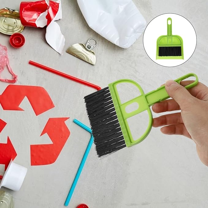 6 Sets Broom Dustpan Set Small Mini Handheld Dust pan with Cleaning Brush Combo Portable Compact Mini Whisk for Cleaning Desk Housekeeping Office Kitchen Pet Nest