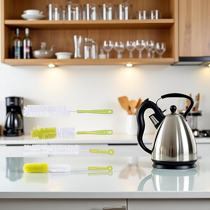 4 Pcs Bottle Cleaning Brush Set 4 Different Brushes for Cleaning Inside Tea Kettles Sports Water Bottles Coffee Jugs Juice Pitchers Espresso Machine Cleaning Products