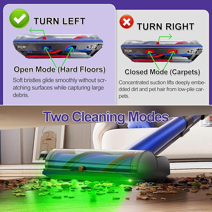 Vacuum Head Replacement for V7 V10 V11 V15 Cordless Vacuums, Quick Release Direct Drive with LED Headlights for Hardwood Floors & Carpets