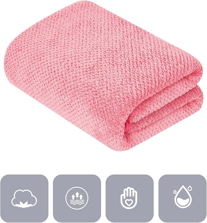 Microfiber Bath Towel Set Pack of 2, 35 x 70 Inches - Light Thin Quick Drying Highly Absorbent Bath Towel for Bath, Fitness, Yoga, Travel, Sport and Shower (2PCS Hot Pink)