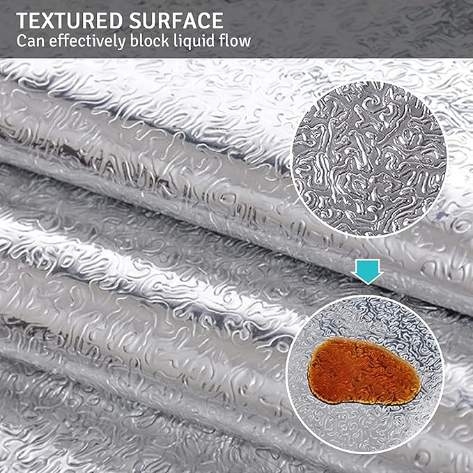Kitchen Backsplash Wallpaper Peel and Stick Aluminum Foil Contact Paper Self Adhesive Oil-Proof Waterproof Heat Resistant Wall Sticker for Countertop Drawer Liner Shelf Liner(15.7X394 Inches)