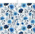 Blue White Floral Watercolor Dish Drying Mats, Absorbent Boho Blue Decorative Kitchen Counter Mat, 16" x 18", Polyester, Absorption, Foldable, for Kitchen Dishes Drainers, Small Appliances, Home Decor