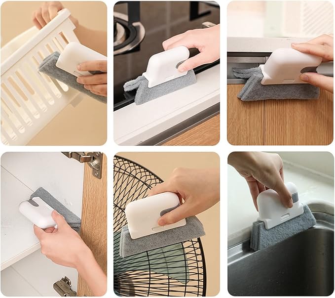 Hand held Groove Gap Cleaning Tools Window Track Cleaning Tools 5Pcs Window Track Cleaning Brush Detachable Window Groove Gap Cleaning Brush Tools with Scraper for Window Sliding Door