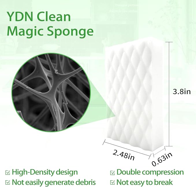 Magic Sponge 2X Density, Multi-Purpose Long Lasting Melamine Sponge, Water-Activated Cleaning Sponge Eraser for Kitchen, Bathroom, Wall, Shoes & Car Interior, Extra Durable, Non-Scratch (20)