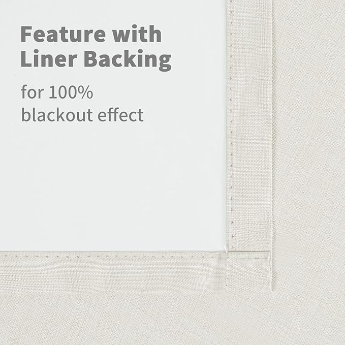 YoungsTex Linen 100% Blackout Curtains 78 Inches Long for Bedroom, Full Room Darkening Thermal Insulated Drapes with Grommet Privacy for Living Room Windows, 2 Panels, 52 X 78 Inch