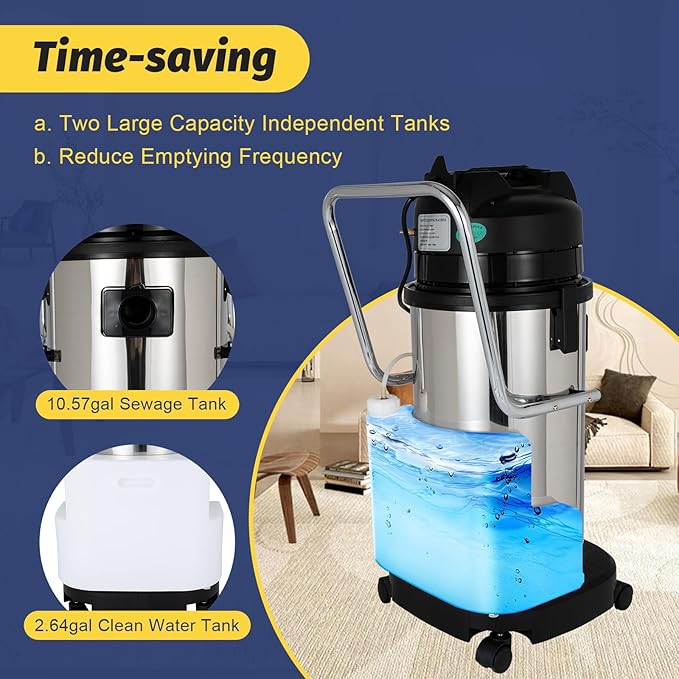40L Commercial Carpet Cleaning Machine, 110V 1000W 3 in 1 Carpet Spraying Floor Brush Cleaner Extractor Vacuum Washing Machine for Cleaning Carpets, Sofas, Curtains