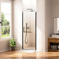 WinZo 29-30" W ×72" H Frameless Pivot Shower Door, Pivot Swing Shower Glass Doors with 1/4"(6mm) SGCC Clear Tempered Glass,Explosion-Proof Film, Reversible Installation, Matte Black