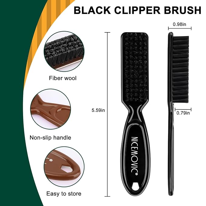 NICEMOVIC 10 Pcs Barber Clipper Cleaning Brush, Barber Accessories Supplies, Blade Trimmer Cleaning Mini Brush Bulk Set Duster Manicure Nylon Brush Hair Styling Tool (Black&Brown)