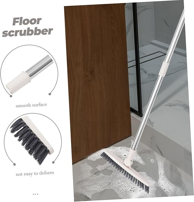 Rotatable Long Handle Floor Gap Brush with Stiff Bristles for Deep Corner Cleaning Multi Use Scrub Tool for Window Tracks Shower Doors Bathroom Grout and Sliding Door Crevices