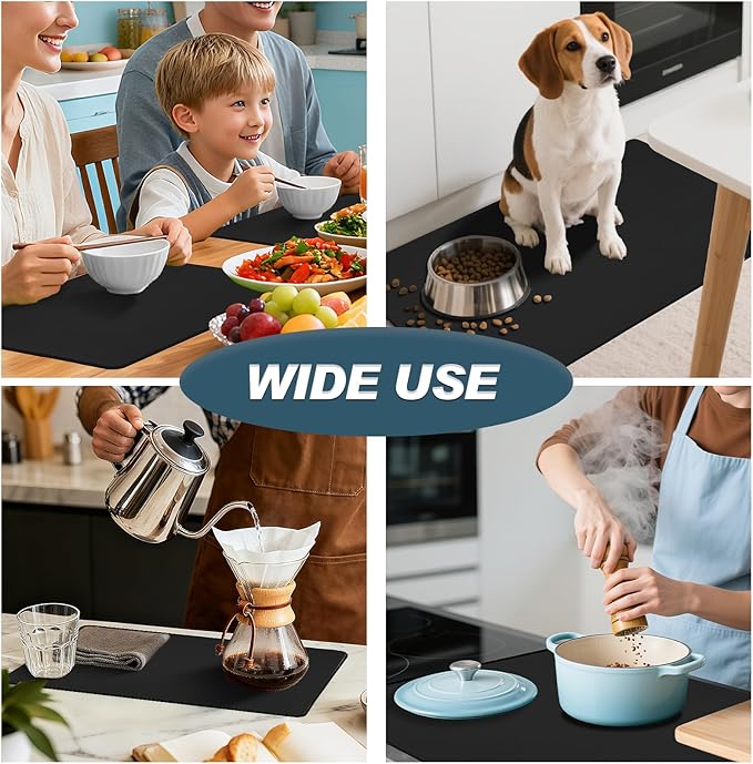 Dish Drying Mats for Kitchen Counter, Waterproof Coffee Mat for Countertop, Under Sink Mats, Coffee Bar Mat Accessories