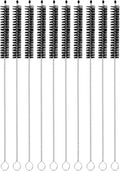 uxcell 10Pcs Drinking Straw Cleaning Brushes, 8" x 3/8" Nylon Bristles Long Straw Brush Pipe Cleaner for Washing Straw Pot Spout, Sippy Cup, Bottle and Tube (Black)