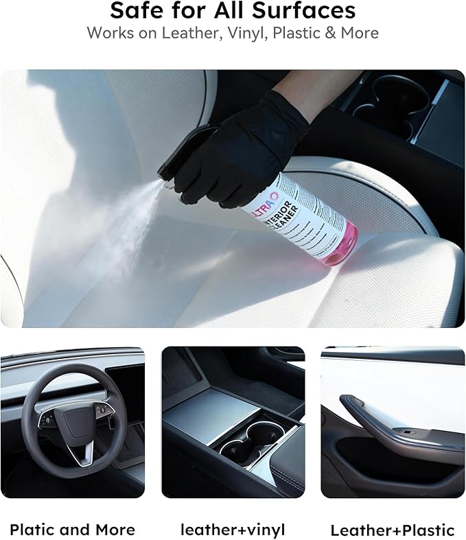 Ultra Car Interior, Seat & Upholstery Cleaner - Car Detailing Kit Removes Stains, Dirt, Oil & Grease, Safe for Leather, Vinyl, Plastic & More - Compatible with Cars, Trucks, SUVs, RVs (17Oz Cherry)